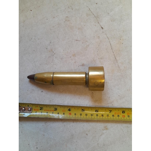 218 - World War II era trench art petrol table top lighter fashioned from anti aircraft bullet