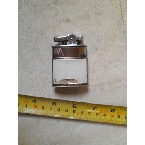 226 - Ronson silver jacketed pocket lighter with guilloche enamel floral decoration Pat 621570 note some m... 