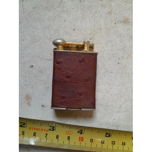 229 - Clark lighter in 18KT electro gold plated and leather clad case Pat July 271926 from the 1920s