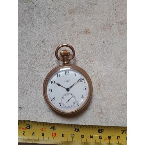 233 - Early 20th century Star Gents pocket watch in gold plated Dennison case 798989 with Swiss movement f... 