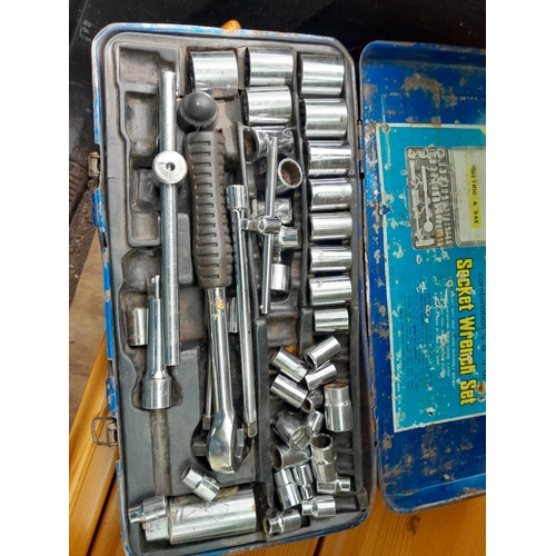 4 - Boxes of workshop tools, socket set etc.