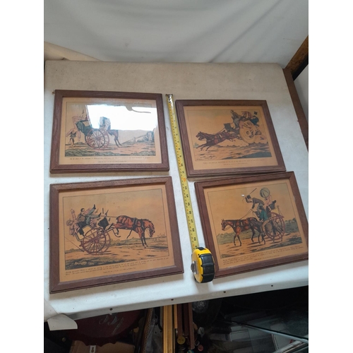 21 - Set of four 19th century Henry Alken hand tinted hunting prints in frames from the 1930s