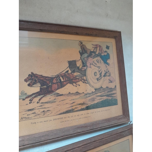 21 - Set of four 19th century Henry Alken hand tinted hunting prints in frames from the 1930s