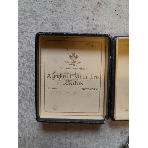 247 - Extremely rare early Dunhill Unique silver plated pocket lighter with lift arm action in box of issu... 