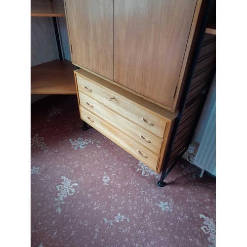 60 - Vintage Staples Teak modular units (Heals interest) comprising of : corner shelves, chest of drawers... 