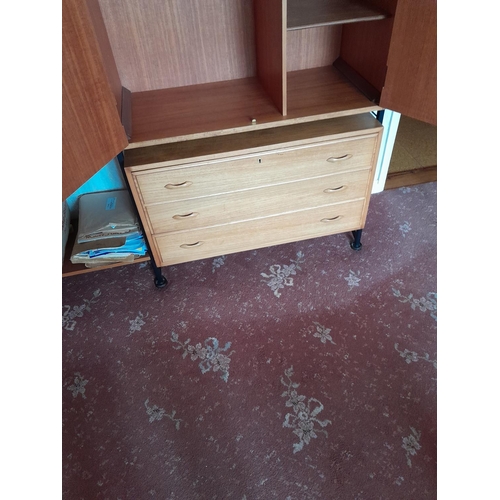 61 - Vintage Staples Teak modular units (Heals interest) comprising of : chest of drawers, wardrobe, shel... 