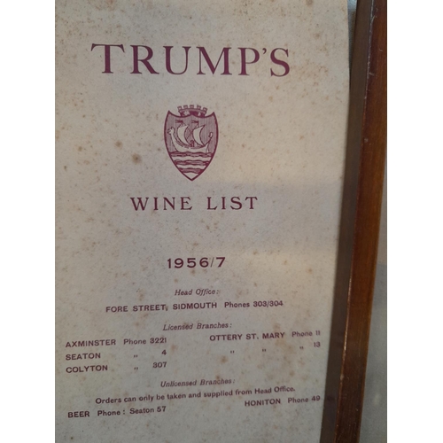 103 - Vintage advertising : Trumps of Sidmouth early wine list & presumably proprietor