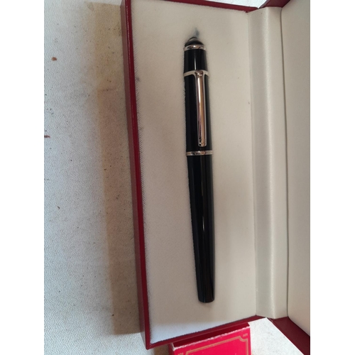 298 - Cartier Diablo Plume fountain pen resin and platinum plate finish 18 ct white gold nib, capillary or... 