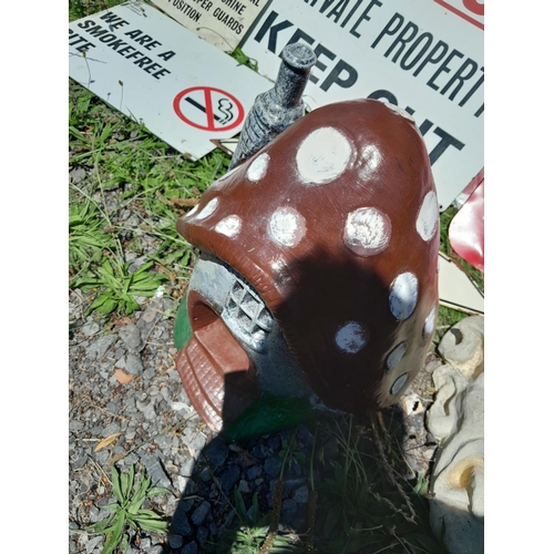 370 - Painted composite garden stone ornament :Gnome interest