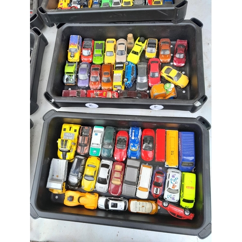 620 - 12 x stacking trays of assorted maker die cast toy cars all play worn