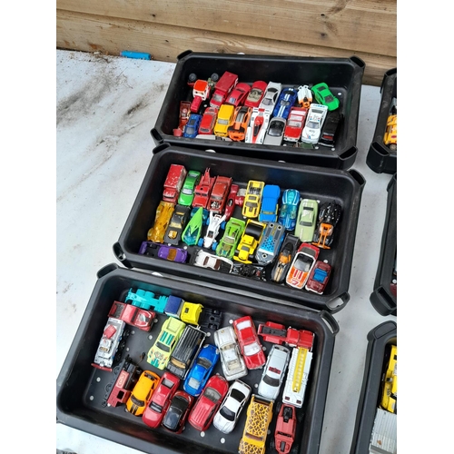 620 - 12 x stacking trays of assorted maker die cast toy cars all play worn