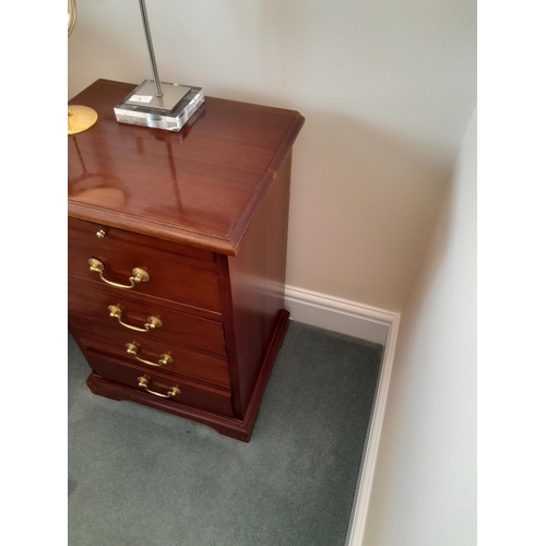 3 - Pair of modern mahogany bedside chest with brushing slides 47 cms x 38 cms xx 71 cms high