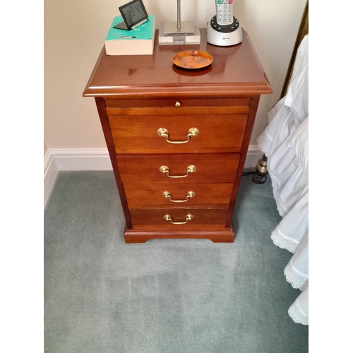 3 - Pair of modern mahogany bedside chest with brushing slides 47 cms x 38 cms xx 71 cms high