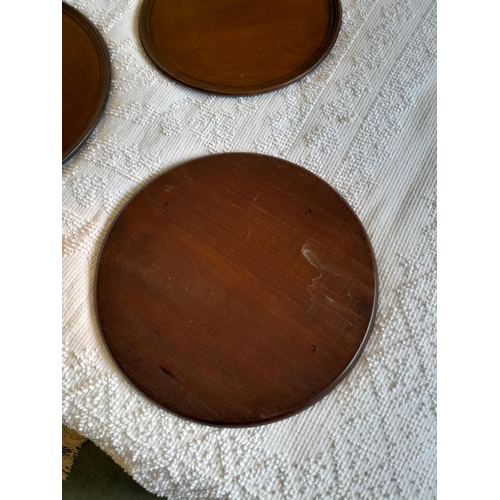 15 - 3 x early 0th century graduated mahogany serving trays : 44 cms, 40 cms & 35 cms