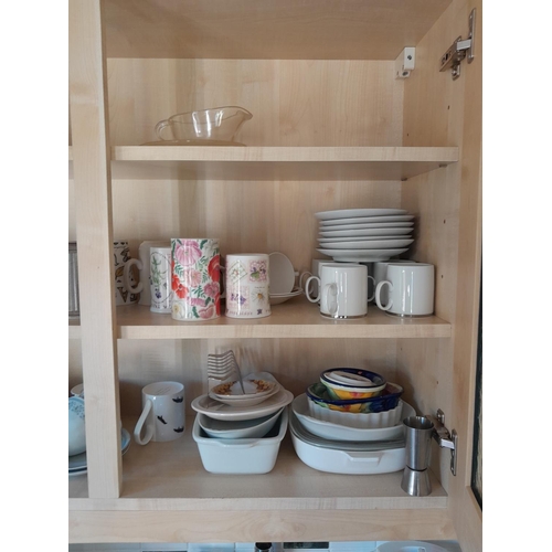 28 - Large array of kitchenware, pots, pans, electrical items china glass and oddments (NOT BOXED)