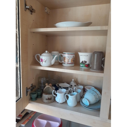 28 - Large array of kitchenware, pots, pans, electrical items china glass and oddments (NOT BOXED)