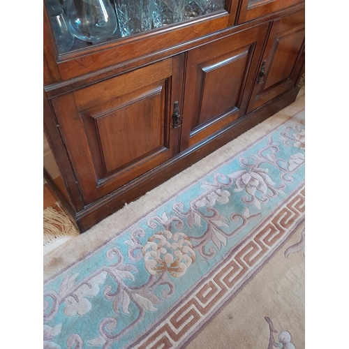 48 - Edwardian mahogany glazed bookshelf complete with leather internal finishing (NOT INCLUDING GLASSES)... 