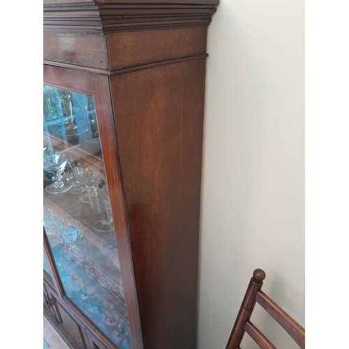 48 - Edwardian mahogany glazed bookshelf complete with leather internal finishing (NOT INCLUDING GLASSES)... 