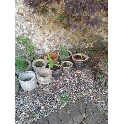 78 - Various sized terracotta and composite stone garden pots