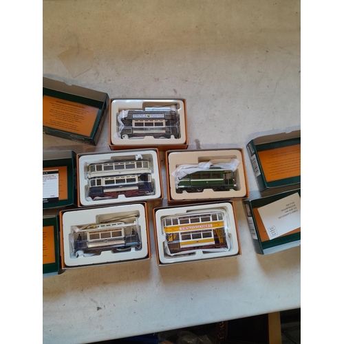 16 - Die cast boxed toy cars : 5 x Corgi Trams