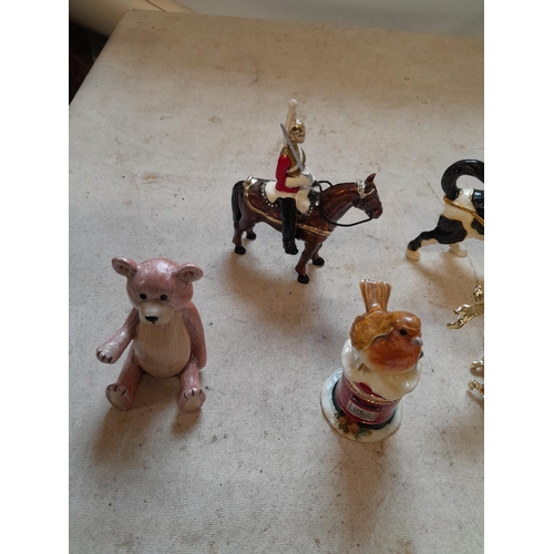 30 - 10 x Arora Hidden Treasures enamel animals trinket boxes some with original jewellery