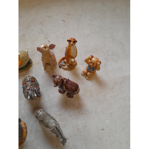 31 - 10 x Arora Hidden Treasures enamel animals trinket boxes some with original jewellery