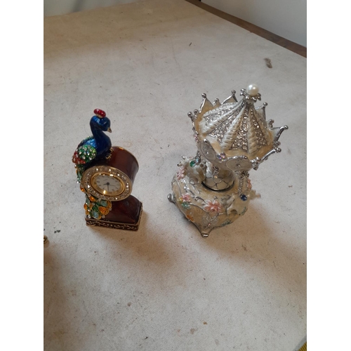 33 - 5 x Arora Hidden Treasures larger size enamel animals trinket boxes some with original jewellery