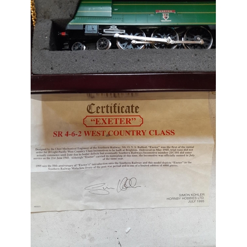 62 - Hornby R320 OO Gauge West Country Class ‘Exeter’ SR 21C101 In Presentation Box