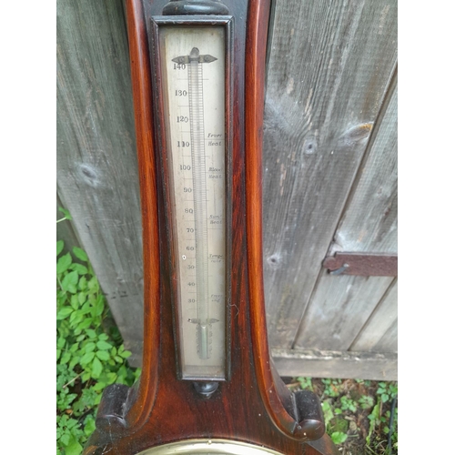 419 - Nice quality Victorian rosewood banjo barometer with thermometer gauge