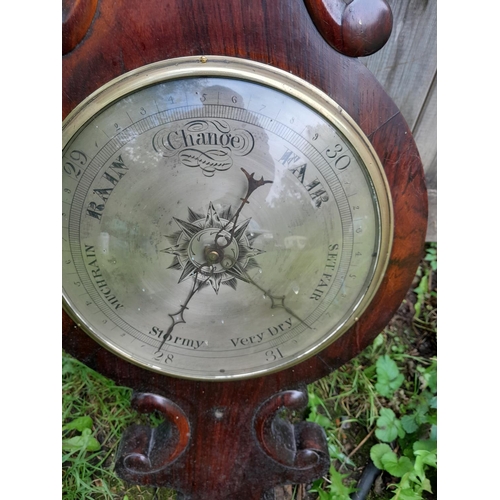 419 - Nice quality Victorian rosewood banjo barometer with thermometer gauge