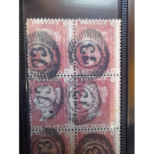 109 - Stamps : 1854 -1857 block of six Penny Reds, large Crown type 4