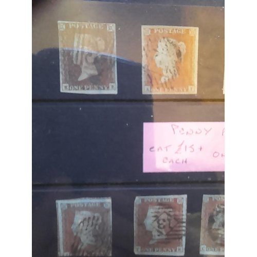 110 - Stamps : Penny Reds, stars imperforate on blued paper 1841