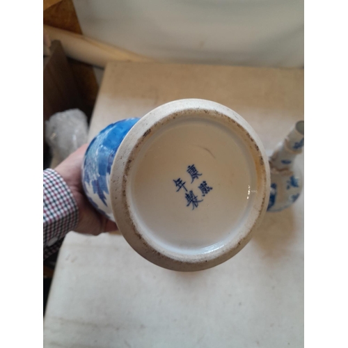 175 - 19th century Japanese plate (in good order) & 2 x 18th century Chinese blue and white vases ( both c... 