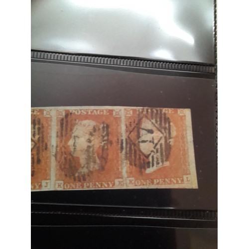 111 - Stamps : Strip of four Penny Red, stars perforate