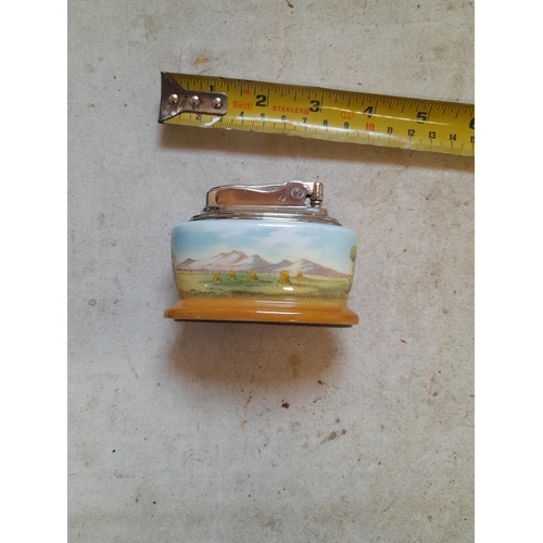 446 - Minton table lighter, by Ronson hand decorated with pheasant by A Holland