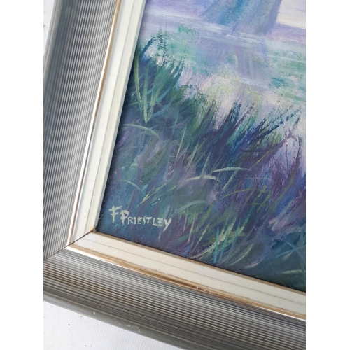 252 - Various prints, watercolours and oils by F Priestley