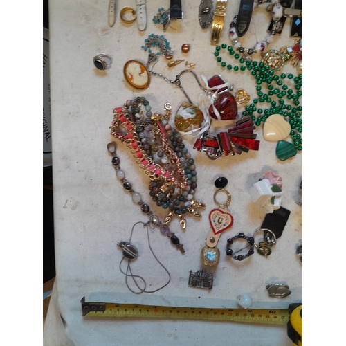 1 - Assorted costume jewellery, very small amount of silver included