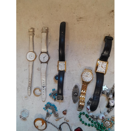 1 - Assorted costume jewellery, very small amount of silver included