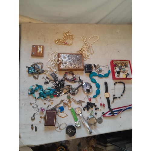 2 - Assorted costume jewellery, small amount of silver included