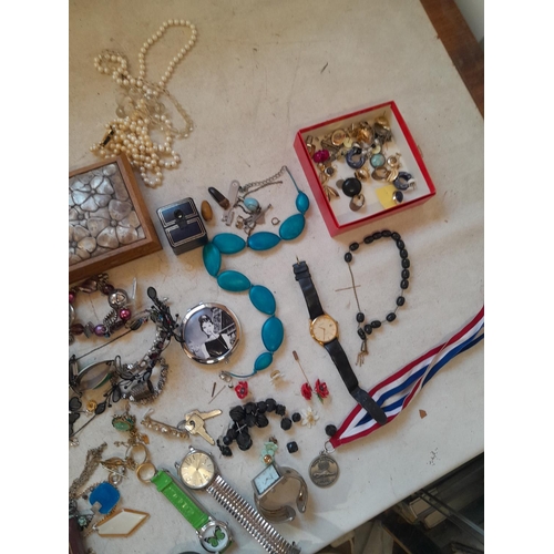 2 - Assorted costume jewellery, small amount of silver included