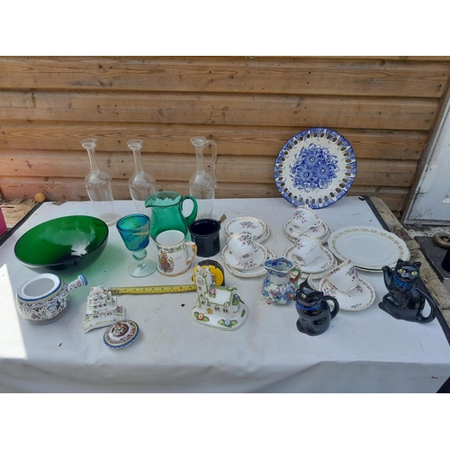 29 - Decorative china and glassware : Spode Commemorative tankard, coloured glass,  etc.