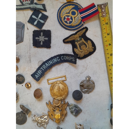 42 - Various military cap badges, pin badges, lapel badges etc.