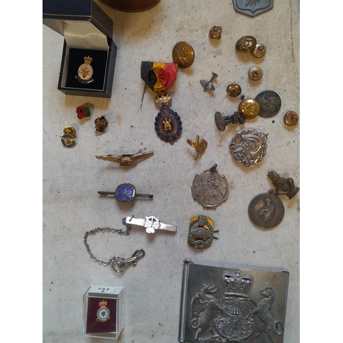 42 - Various military cap badges, pin badges, lapel badges etc.