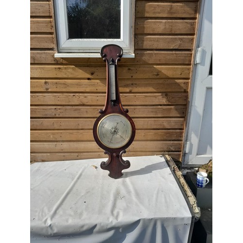 419 - Nice quality Victorian rosewood banjo barometer with thermometer gauge