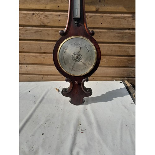 419 - Nice quality Victorian rosewood banjo barometer with thermometer gauge