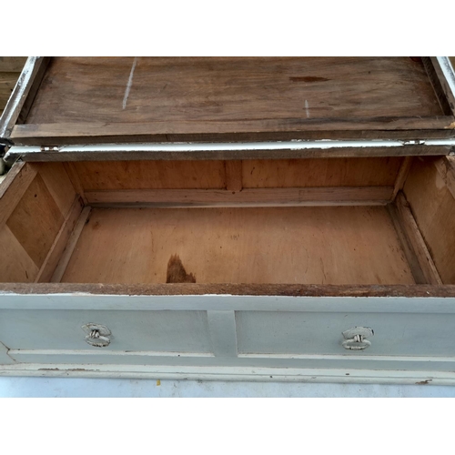 269 - Vintage painted oak and plywood hinged lid box