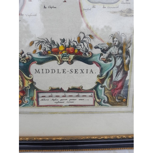 283 - 18th century hand tinted , double sided map of Middle Sexia, reverse page 221, probably taken from A... 