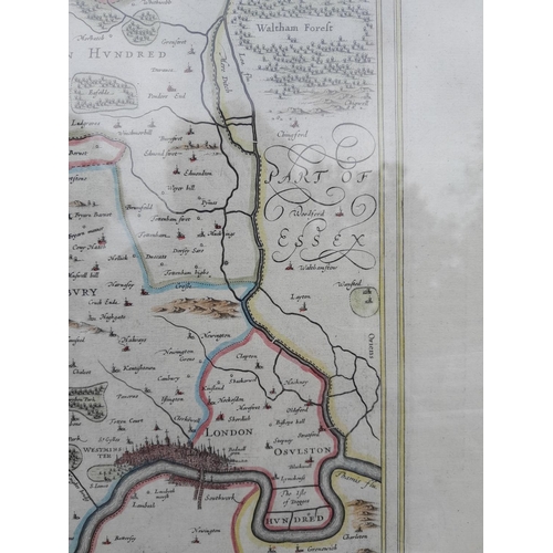 283 - 18th century hand tinted , double sided map of Middle Sexia, reverse page 221, probably taken from A... 