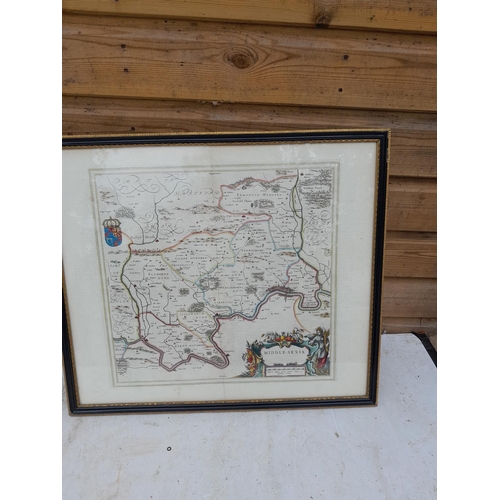 283 - 18th century hand tinted , double sided map of Middle Sexia, reverse page 221, probably taken from A... 