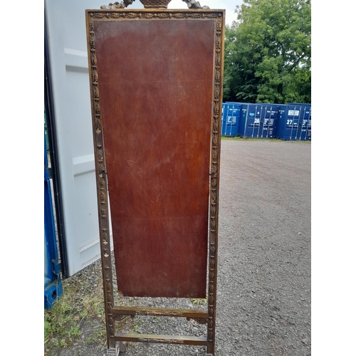 284 - Very early 20th century gilt and gesso cheval mirror, profusely decorated either side with Neo Class... 